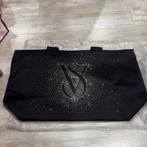 Victoria's Secret Black Tote with Crystal VS Logo NWT